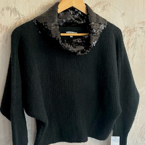 🦃 Charlotte Ruse Black Sequin Cowl Neck Dolman Sweater L NWT. - Picture 6 of 14
